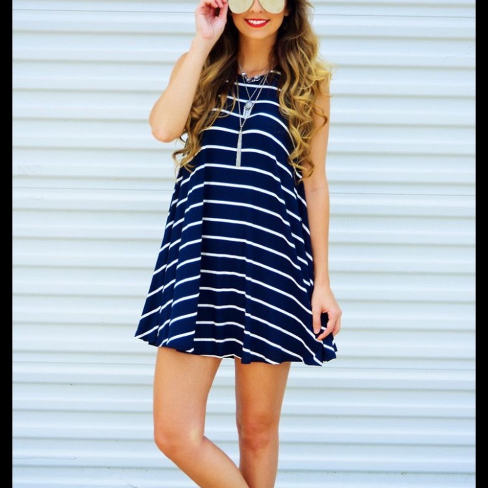 Navy Striped Dress